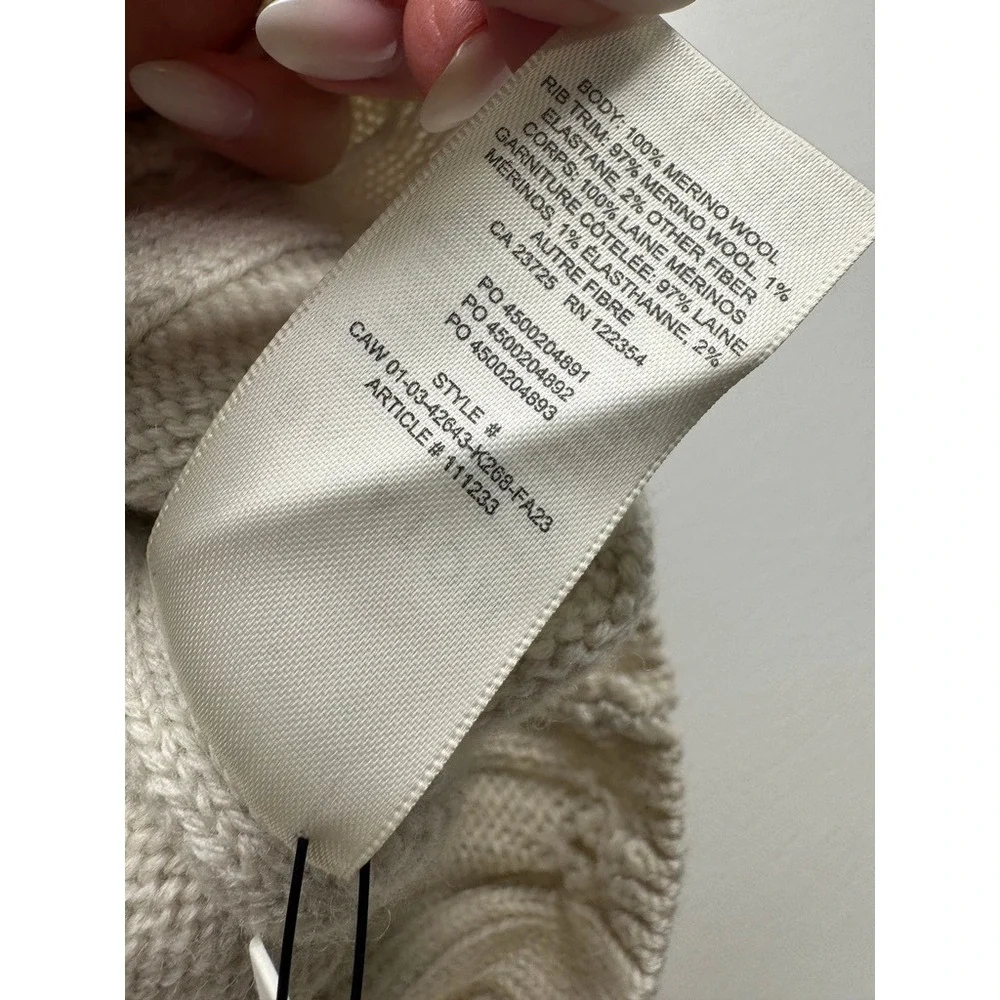 Babaton Sweater Women XS Heather Birch Glory Cable Knit Merino Wool‎ Cropped